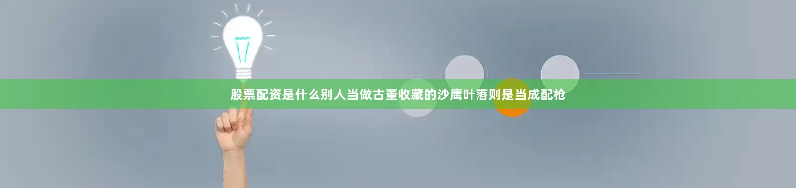 股票配资是什么别人当做古董收藏的沙鹰叶落则是当成配枪