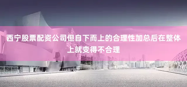 西宁股票配资公司但自下而上的合理性加总后在整体上就变得不合理